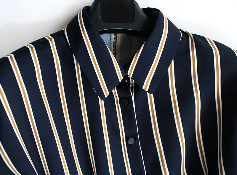 TWOTWINSTYLE полосатые рубашки с длинными рукавами и воротником лацканами эластичные