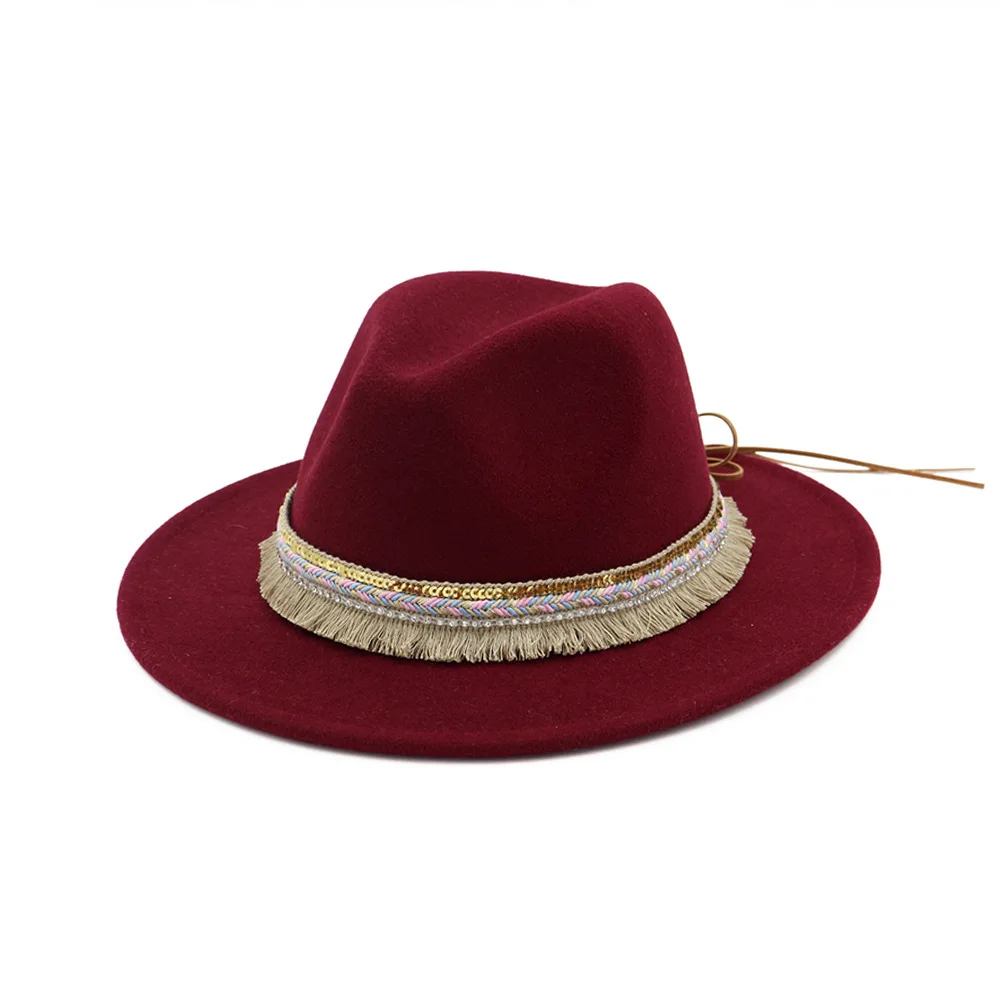 2019 осень и зима сплошной цвет лук полями шляпа путешествия федора джаз Панама