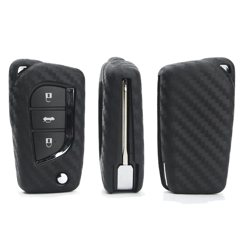 Мягкий силиконовый чехол для ключей от машины Peacekey из углеродного волокна Toyota
