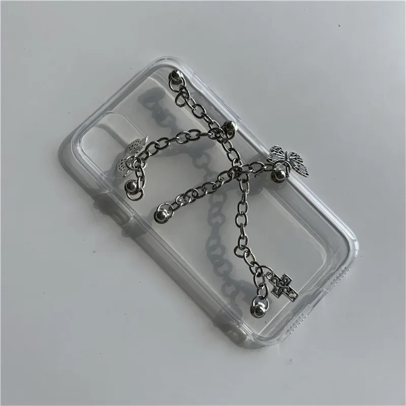 

Punk Butterfly Cross Chain Bracelet Phone Case For iPhone 12 11 Pro Max X XR XS Max Back Cover
