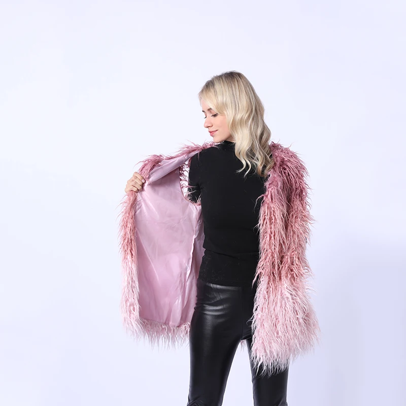 2019 пальто из искусственного меха женский жилет лисьего розового цвета меховой в