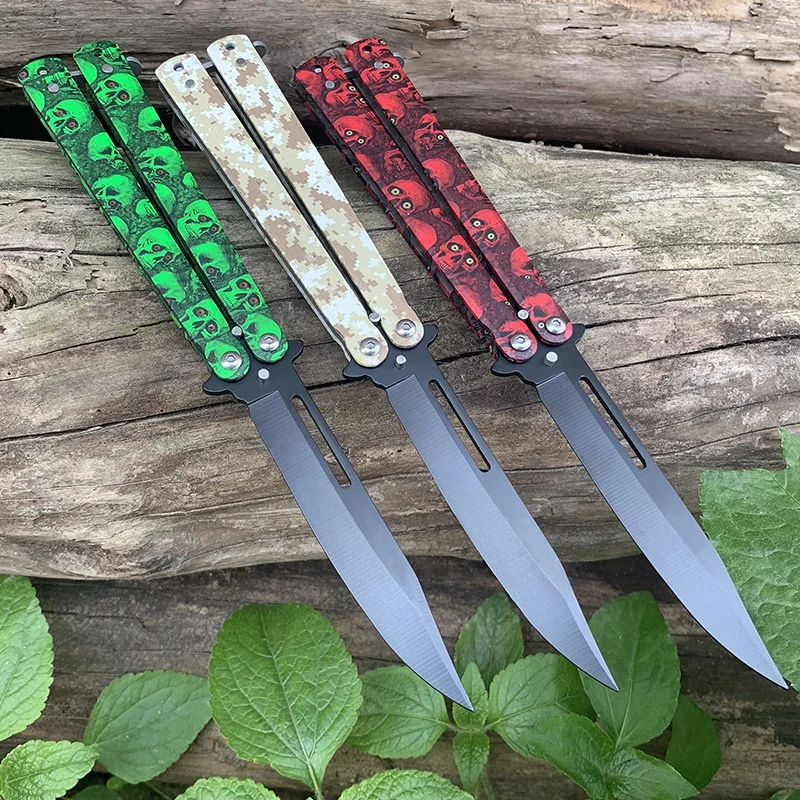 

Dull Blade Folding Knife Practice Stainless Steel Outdoor Sports Dull Tool No Edge Non-Sharpenning Butterfly Training Knife