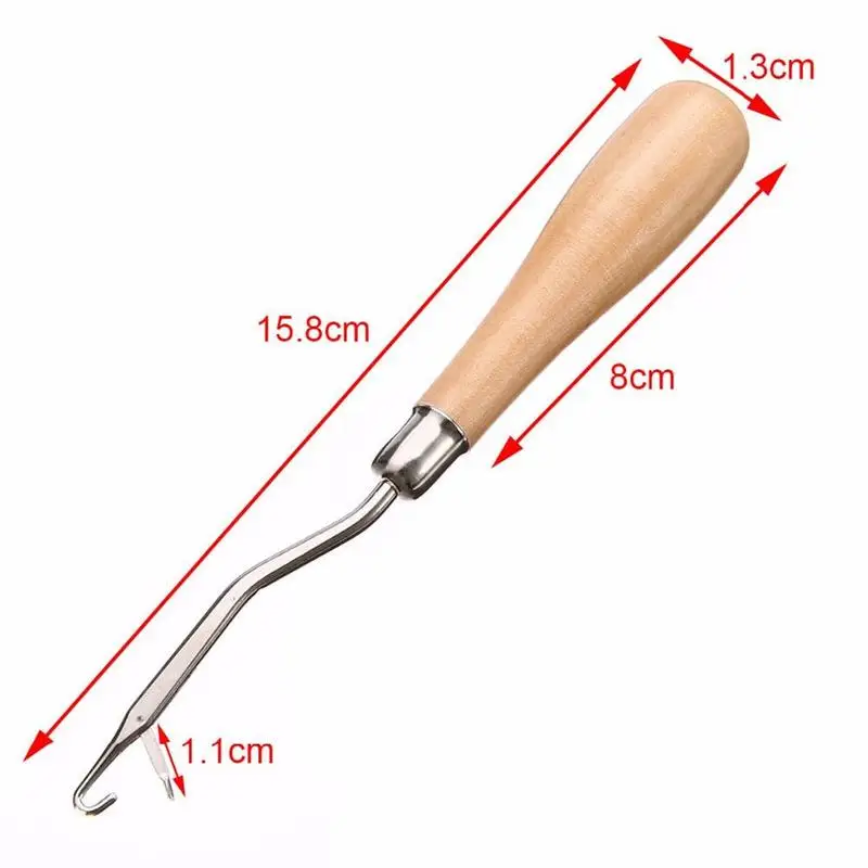 

1pc Crochet Needle Latch Hook With Wooden Handle Knitting Extensions Weave Carpet Tools Repair AZX8482 Needle Styling Craft G9V3