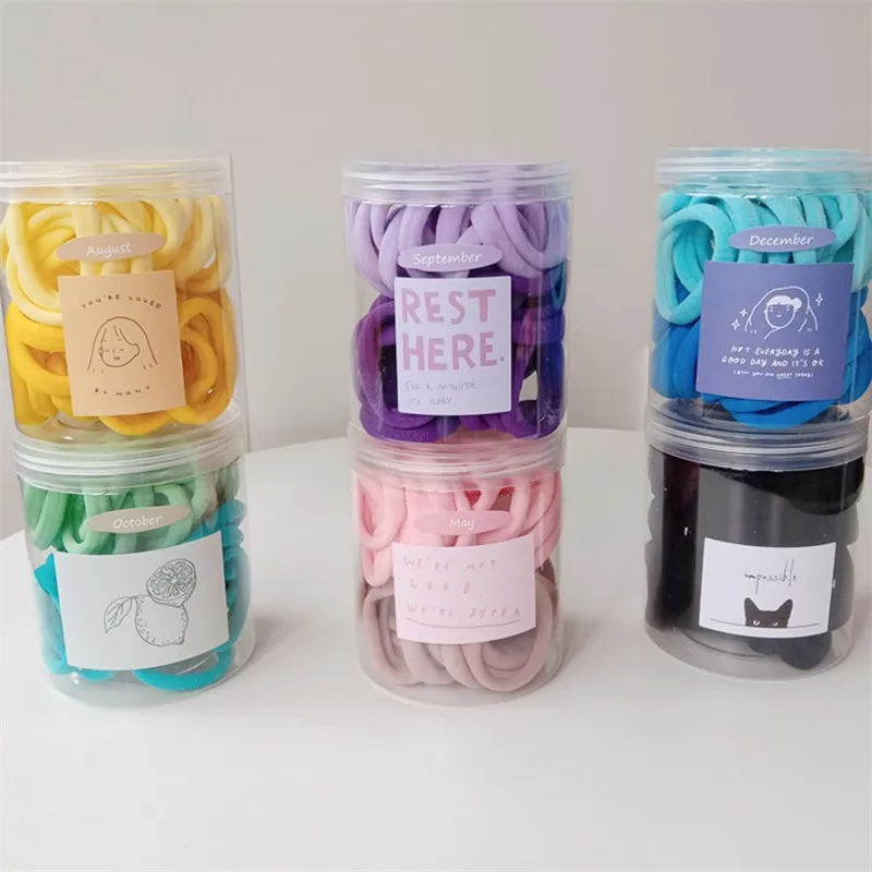 

50pcs/set Girls Basic Elastic Hair Ring Large Intestine Ring Rubber Children Color Fashion Does Not Hurt Hair Accessories 2276