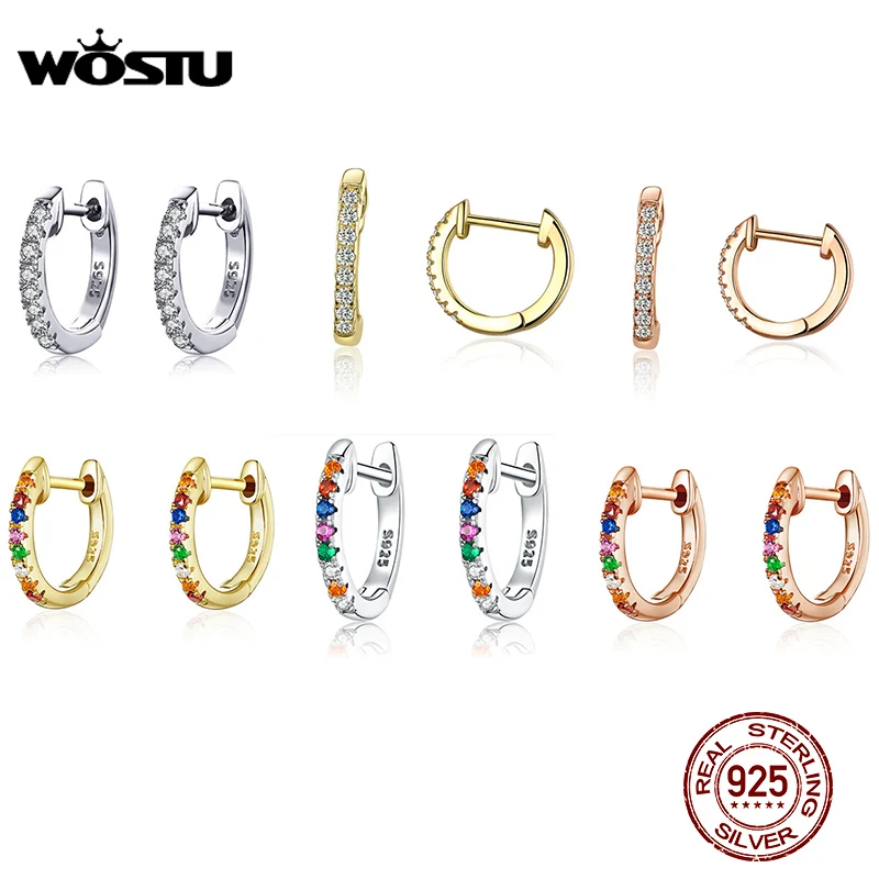 Женские серьги-кольца WOSTU, круглые серьги из стерлингового серебра 925 пробы и маленького золотого цвета, подарок на день рождения, CQE498