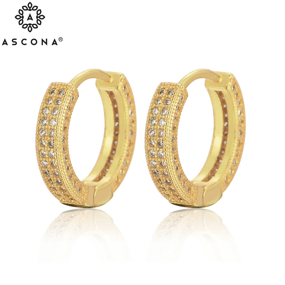 

Серьги-кольца ASCONA женские, изящные простые круглые ювелирные украшения для свадьбы с круглым цирконием