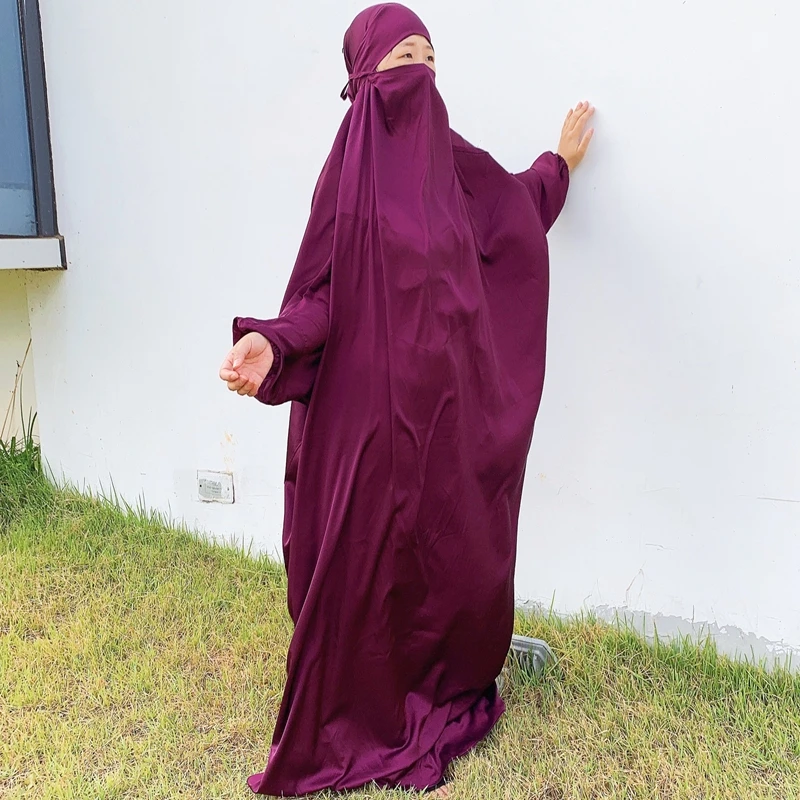 eid abaya for women hooded Satin prayer clothes Islam long khimar african women robe Gown Ramadan  jilbab Abaya Niqab burqa