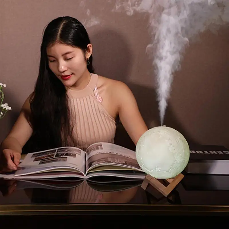 USB Rechargeable 880mL Air Humidifier 3D Moon Lamp Aroma Essential Oil Diffuser Purifier Liquid Freshen Night Light For Home | Дом и сад
