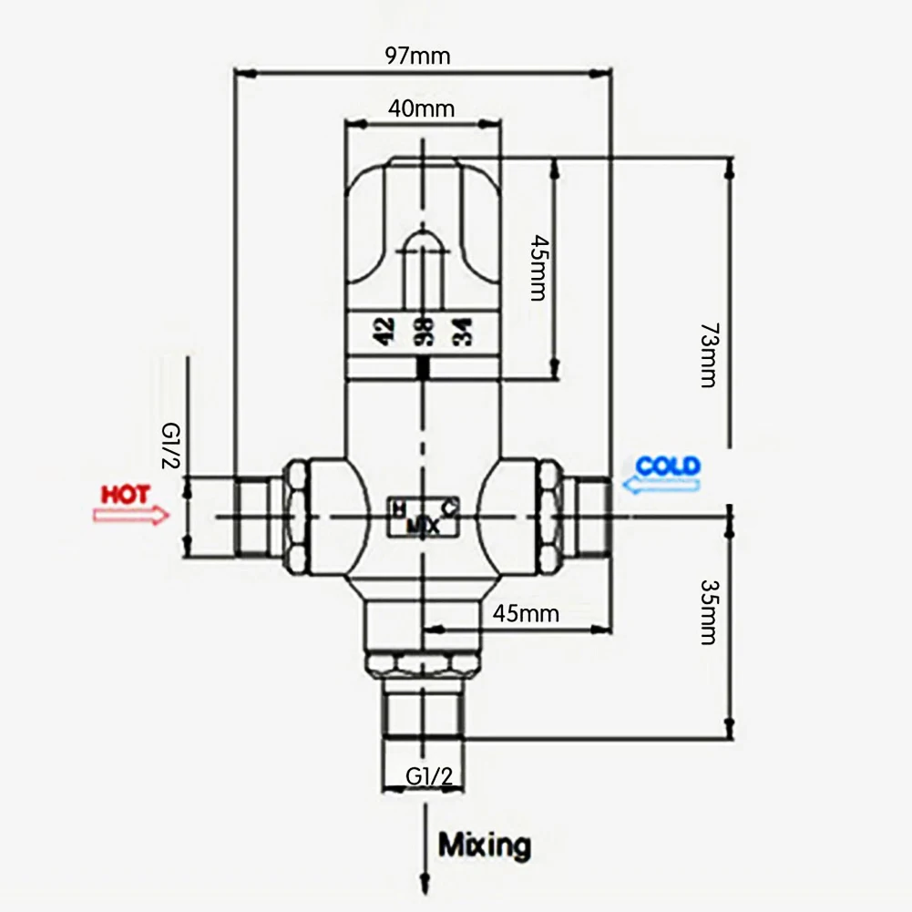 

1/2inch 3 Holes Thermostatic Mixing Valve Temperature Control for Water Heater