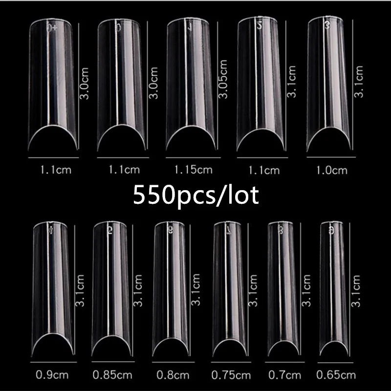 Длинные накладные ногти 10 размеров изогнутые прозрачные пресс на клей Типсы для