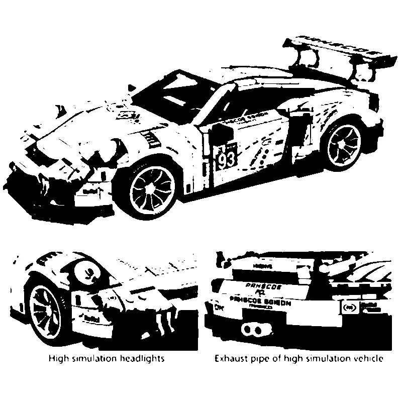 

Car series sy0003 mechanical storm pink Baoshi GT3 sports car boy assembles the small particle building block car model toy