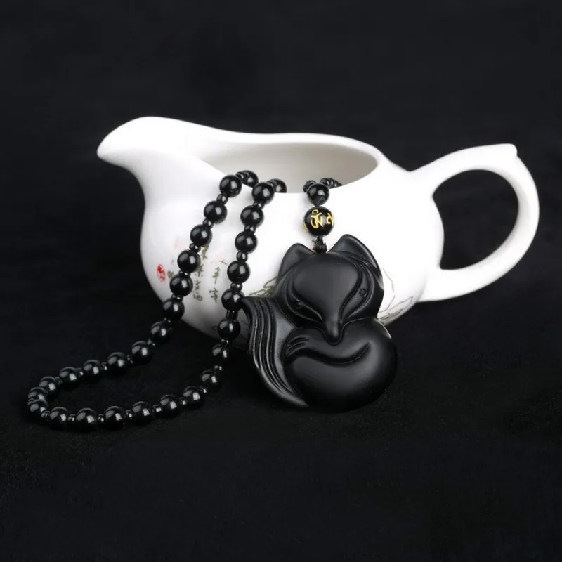 Высокое качество уникальный натуральный черный Обсидиан Резной счастливый