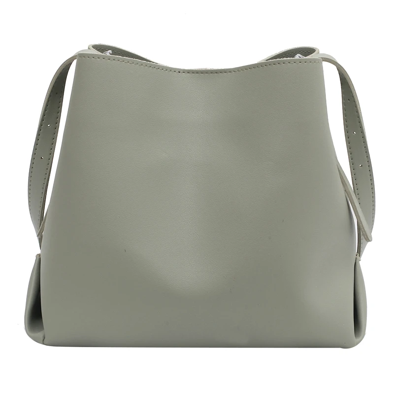 

PU Leather Bucket Shoulder Crossbody Bag for Women 2021 Branded Simple Trendy Luxury Solid Color Handbags Female Travel