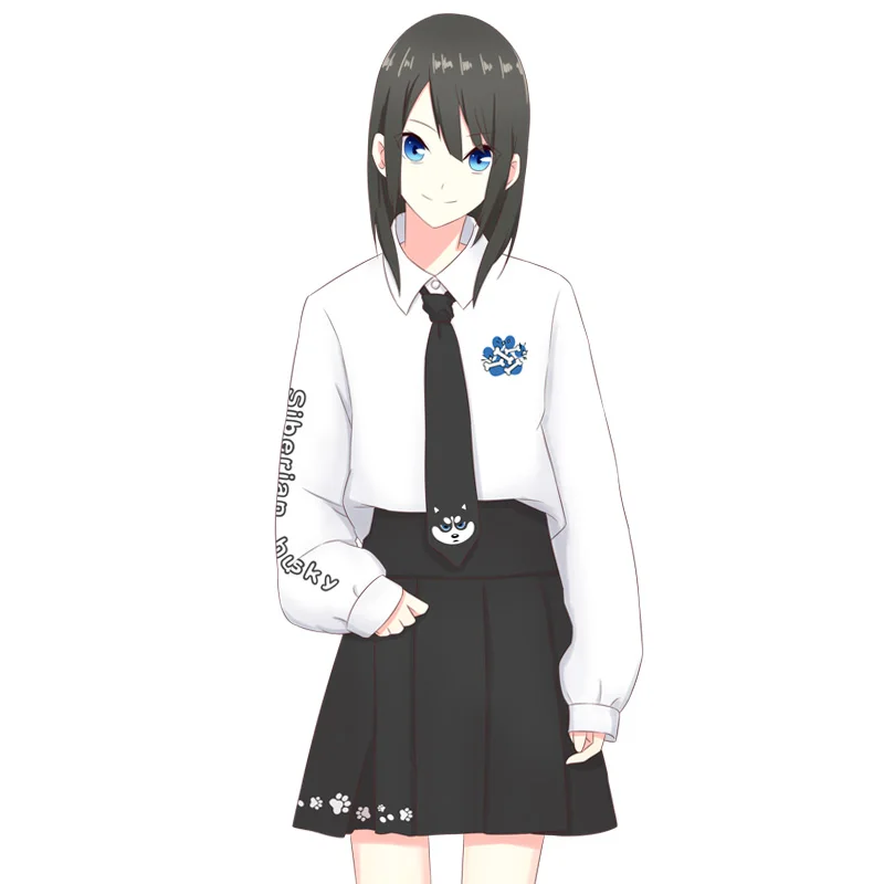 Аниме изображение сибирская футболка с Хаски юбка JK для женщин Студенческая