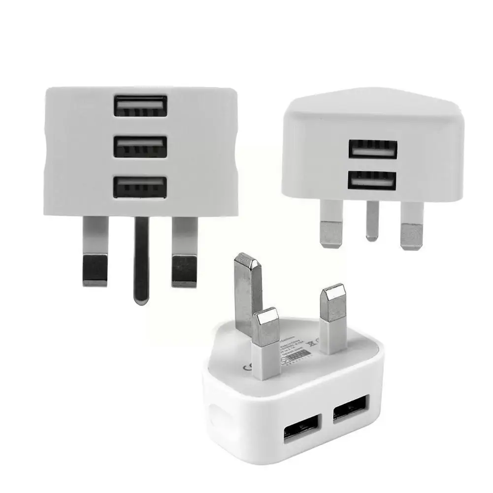 

Universal 1/2/3-port Usb Uk Plug 3 Pin Wall Charger Adapter With 1/2/3 Usb Ports Travel Charger Charging For Phone X Samsun T2p0