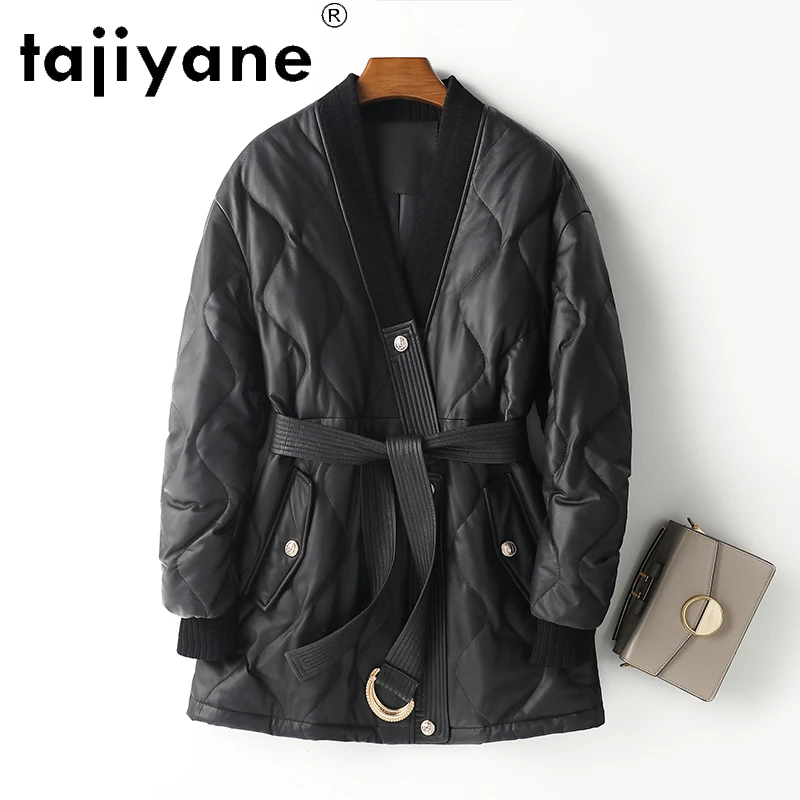 

Tajiyane Winter Coat Women White Duck Down Jacket Woman Real Sheepskin Jackets Woman Leather Parkas Slim Mulher Jaqueta TN1213
