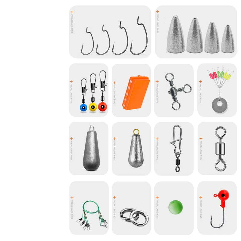 YINGTOUMAN 226Fishing Accessories Kit Fishing Hooks Rolling Swivel Lead Drop Connector Luminous Beads with Tackle Box | Спорт и
