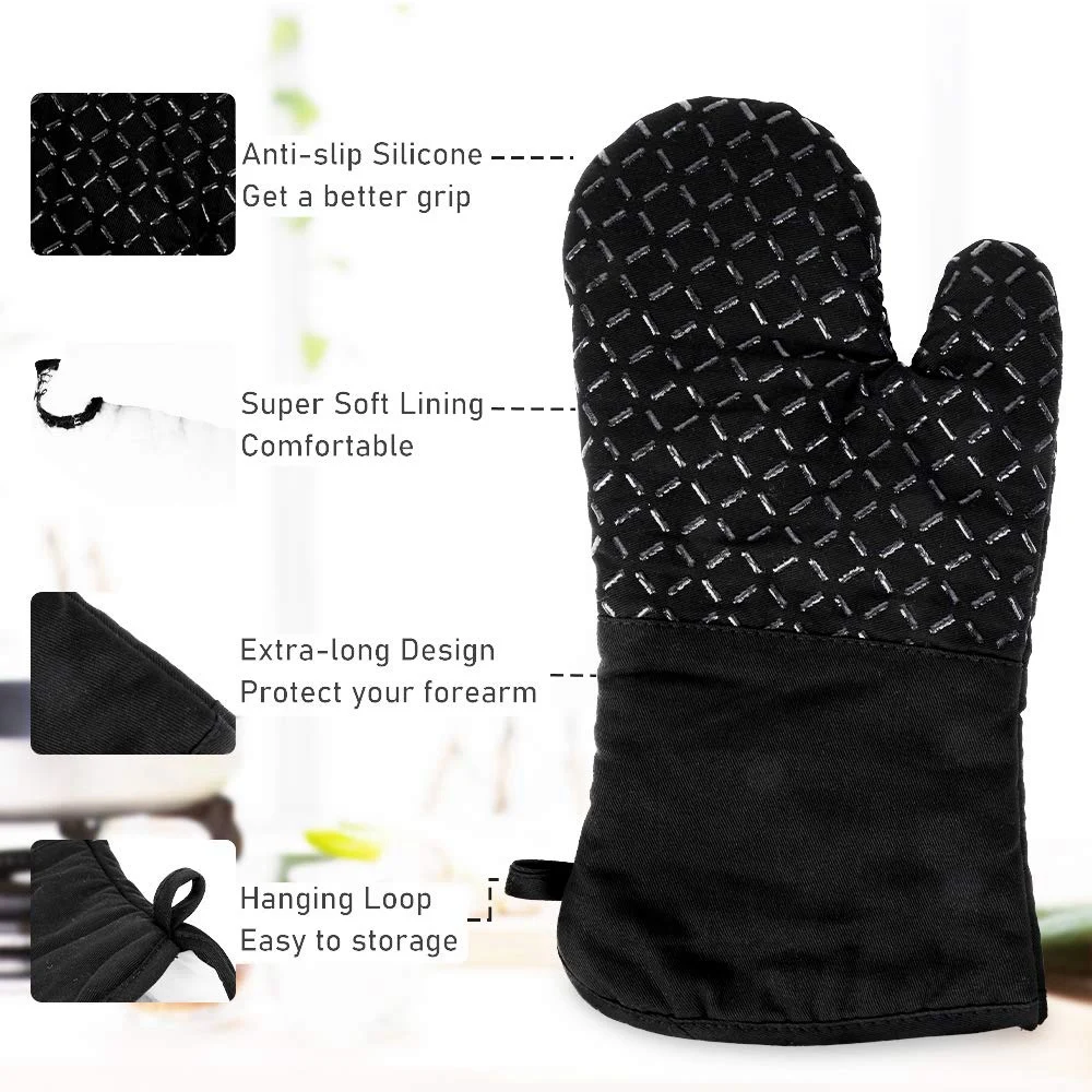 

Oven Mitts and Pot Holders,Heat Resistant Oven Glove with Non-Slip Silicone Surface, Safe for Cooking Baking (4 PCS)