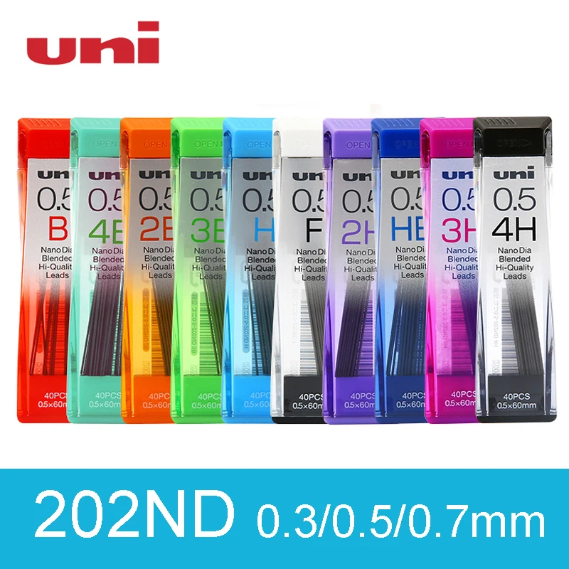 9 tubes/lot (40pcs/tube) Uni 202ND 0.5mm Mechanical pencil refills Drawing special leads 4B 3B 2B B HB H 2H 3H 4H