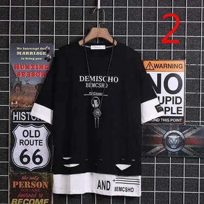 

Summer boys loose short-sleeved T-shirt trend Korean three-quarter sleeve Harajuku bf wind