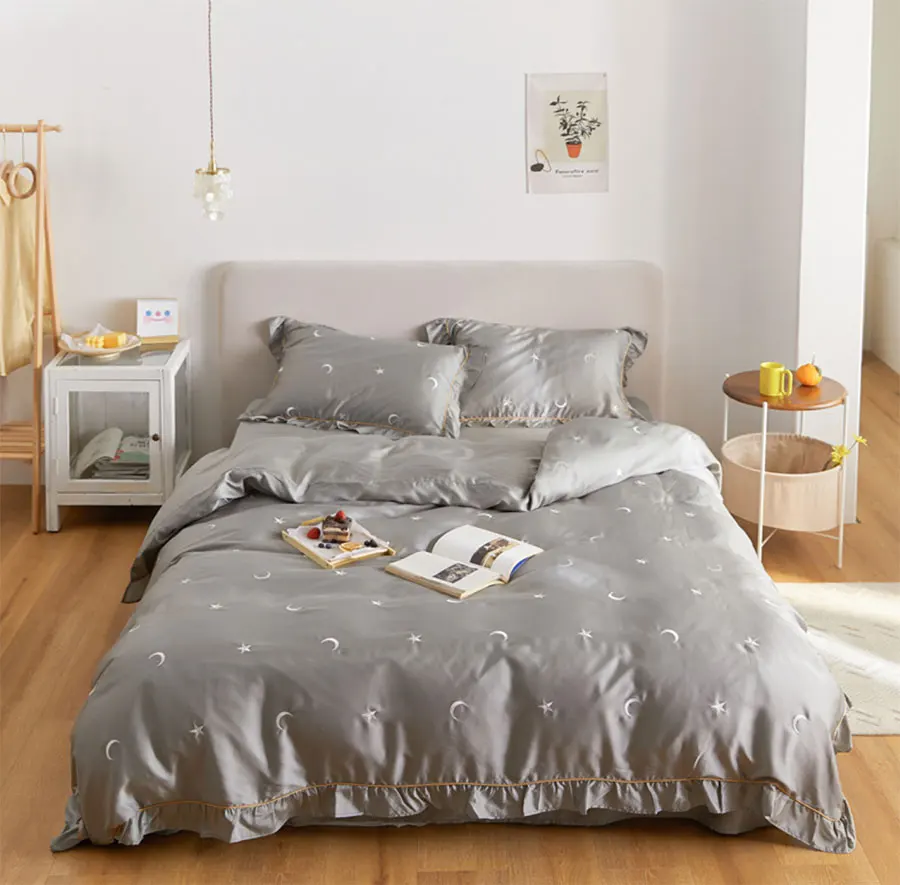 Модный комплект постельного белья с вышивкой в виде вишни двойное