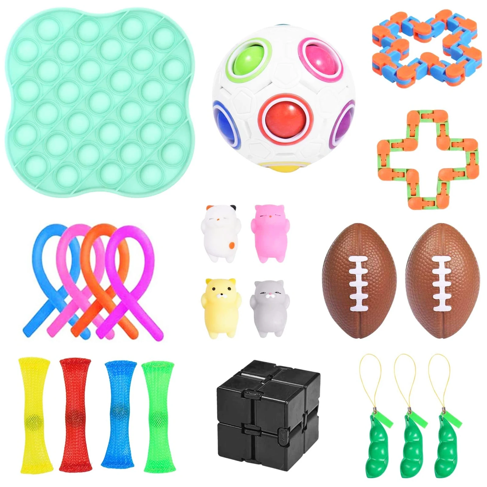 

19/21/22PCS Fidget Sensory Toy Pack Stress Relief Toys Autism Anxiety Relief Stress Pop Bubble Fidget Toys For Kids Adults