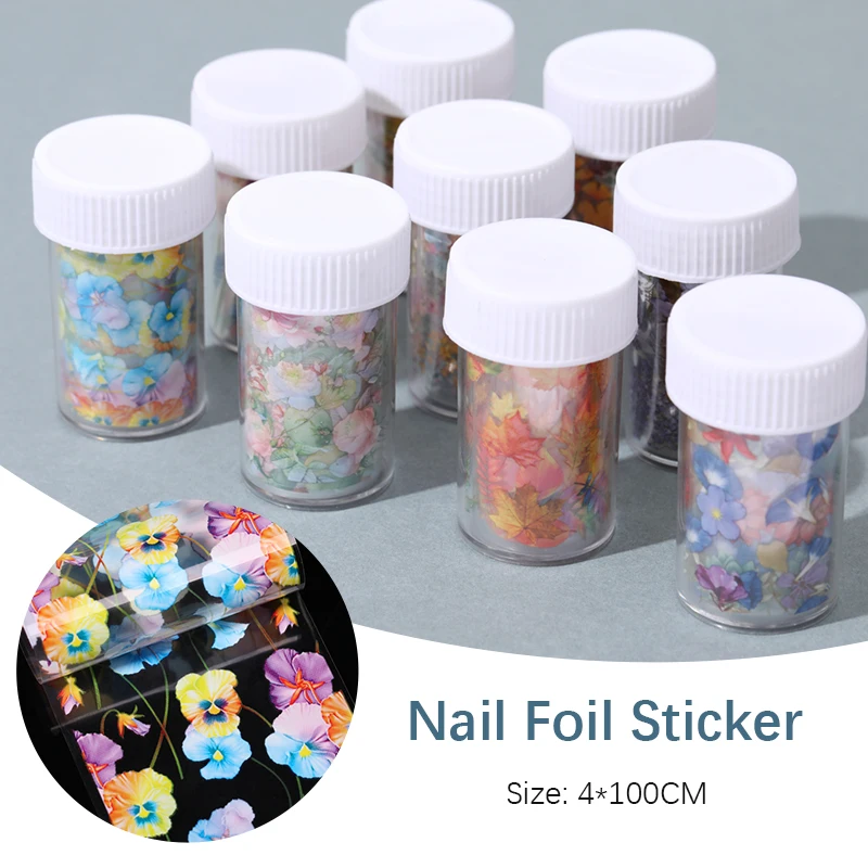 

Spring Butterfly Nail Transfer Foil Marble Nail Art Stickers Retro Flower Pattern Decals Slider DIY Nails Decoration Accessories