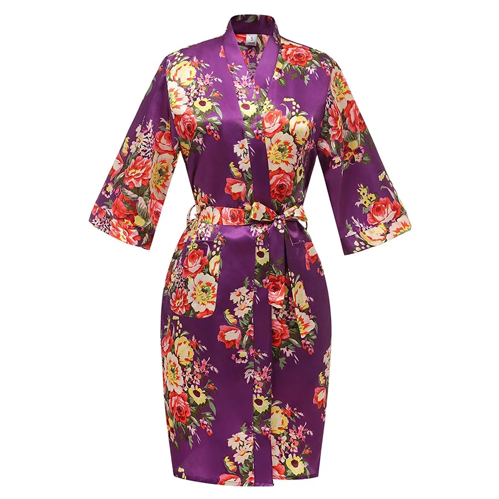 Изысканный цветочный принт женский свадебный халат Мягкая атласная пижама