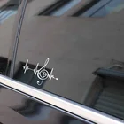 14,9 см * 11 см креативный декор из музыкальных нот; Цитата сердцебиение Винил Мотоцикл черныйСеребряный стикер автомобиля C22-1272