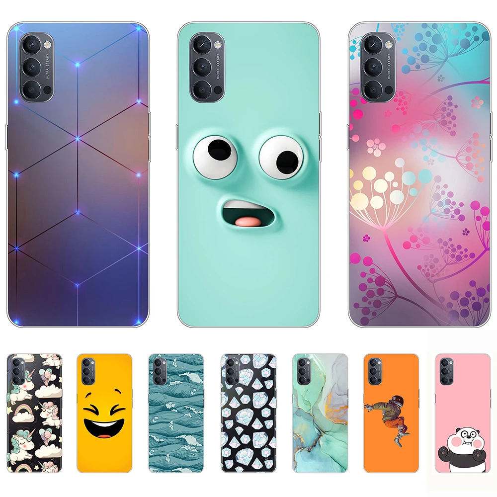 

For Oppo Reno4 5G Case Tpu Silicon Cute Cartoon Fashion Luxury Shell Phone Cover Anti-knock Personality Fundas Coque Etui Bumper