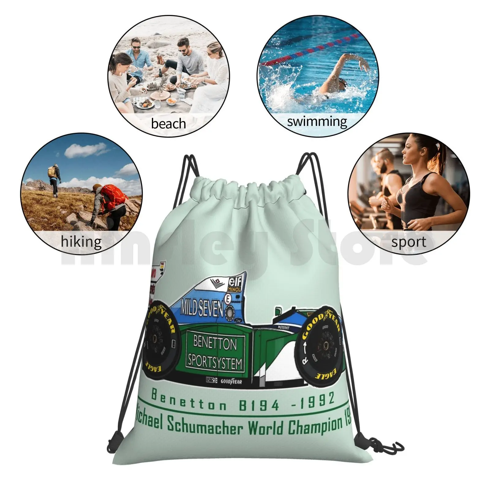 

Schumacher Backpack Drawstring Bag Riding Climbing Gym Bag Schumacher Schumi Classic 1990S Vintage Vintage Renault