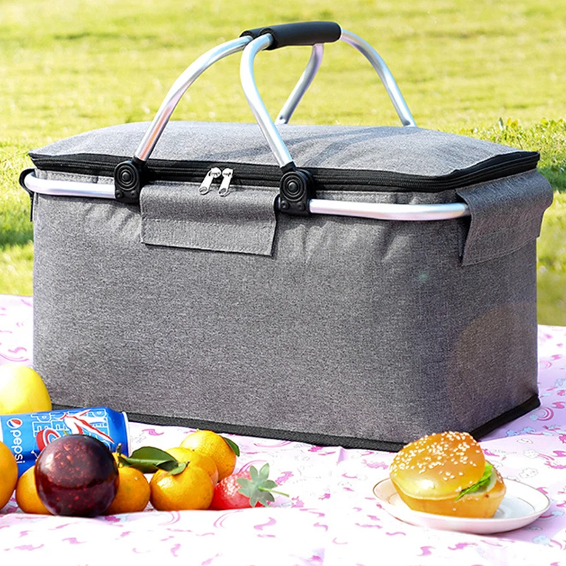 

Collapsible For Camping Picnic Lunch Box Picnic Basket Picnic Bag Insulated Heat Cooler Strong Aluminum Frame Waterproof Lining