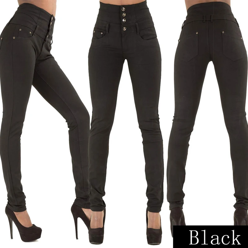 

High Waist Stretch Skinny Jeans Women Slim Pencil Pants Cotton Elastic Denim Jeggings Femme Trousers Summer Clothing Black Blue