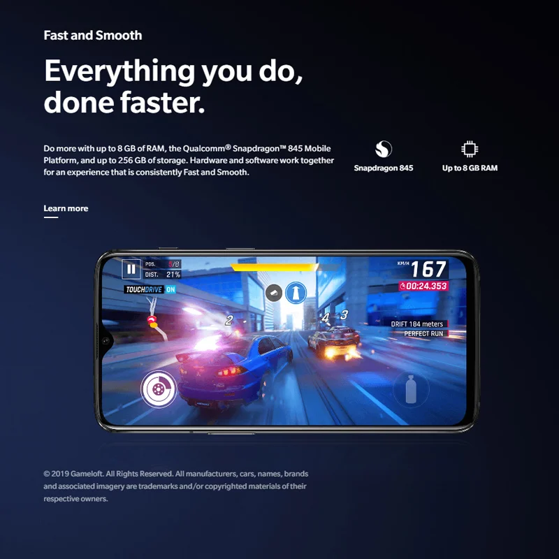 Мобильный телефон с глобальной ПЗУ Oneplus 6 T 8GB 128 GB/256 GB Snapdragon 845 41 &quot19 5: 9 на весь