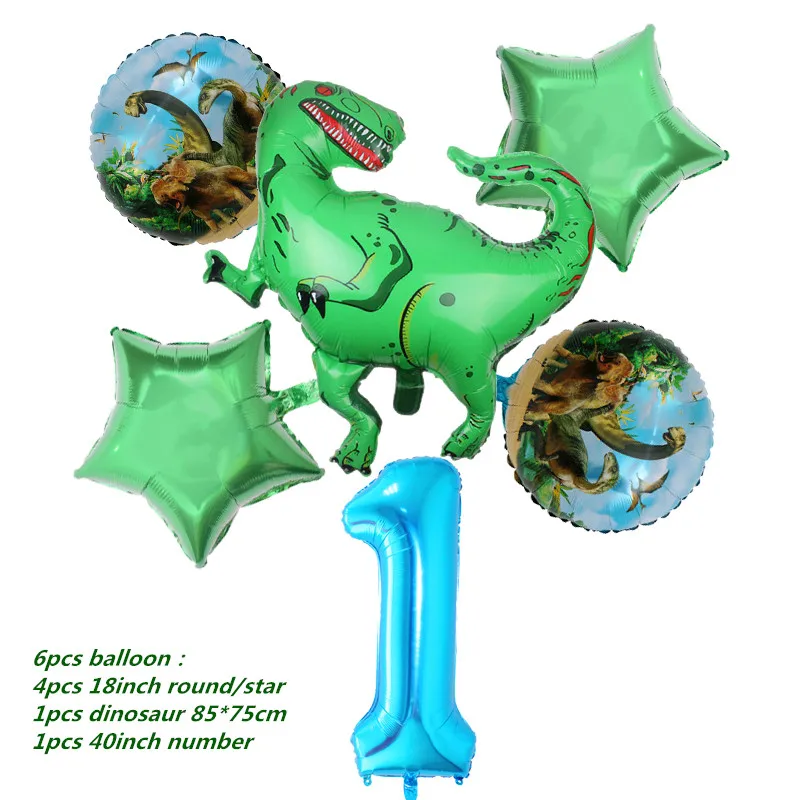 6pcs ballon 6 и 5 шт. большой динозавр фольги шарики, День подарков будущей матери день рождения Юрского мира украшения воздушный шар в форме животного дети подарок Globos - Цвет: 6pcs ballon