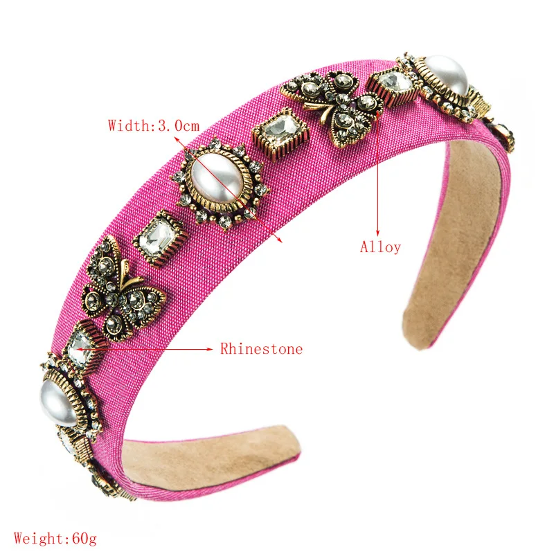 

Luxury Baroque Headbands Fashion Hair Accessories Women Butterfly Accessories Diamond Pearl Hairband Boutique Hair Hoop Headwear