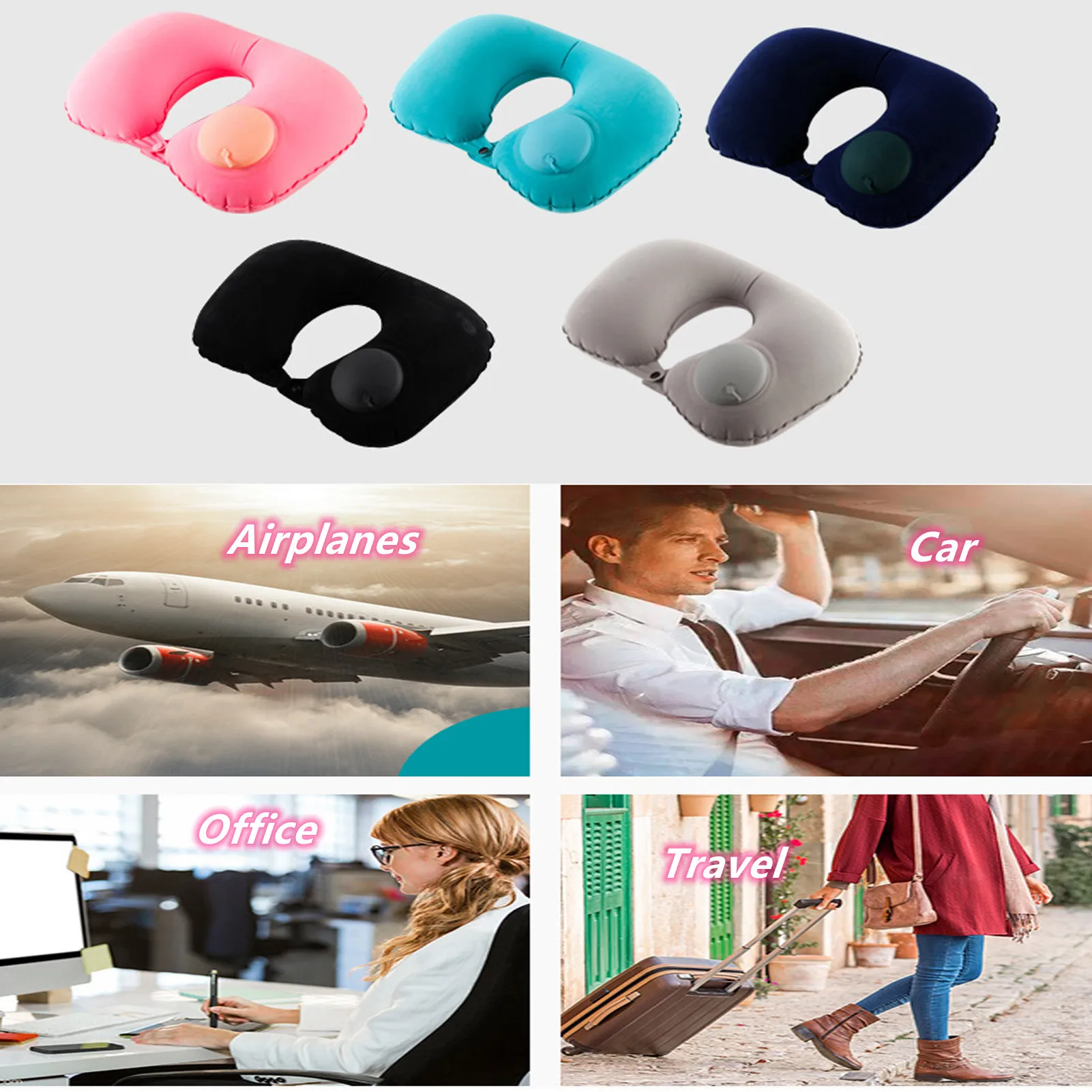 

Protable Inflatable Travel Pillow for Airplanes Train Car U-Shaped Neck Support Headrest Cushion Soft Nursing Sleeping Cushion