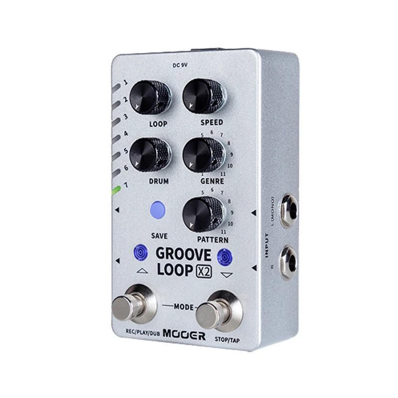 Mooer Groove Loop X2 Stereo Looper с 14 слотами барабанная педаль 121 различных барабанов
