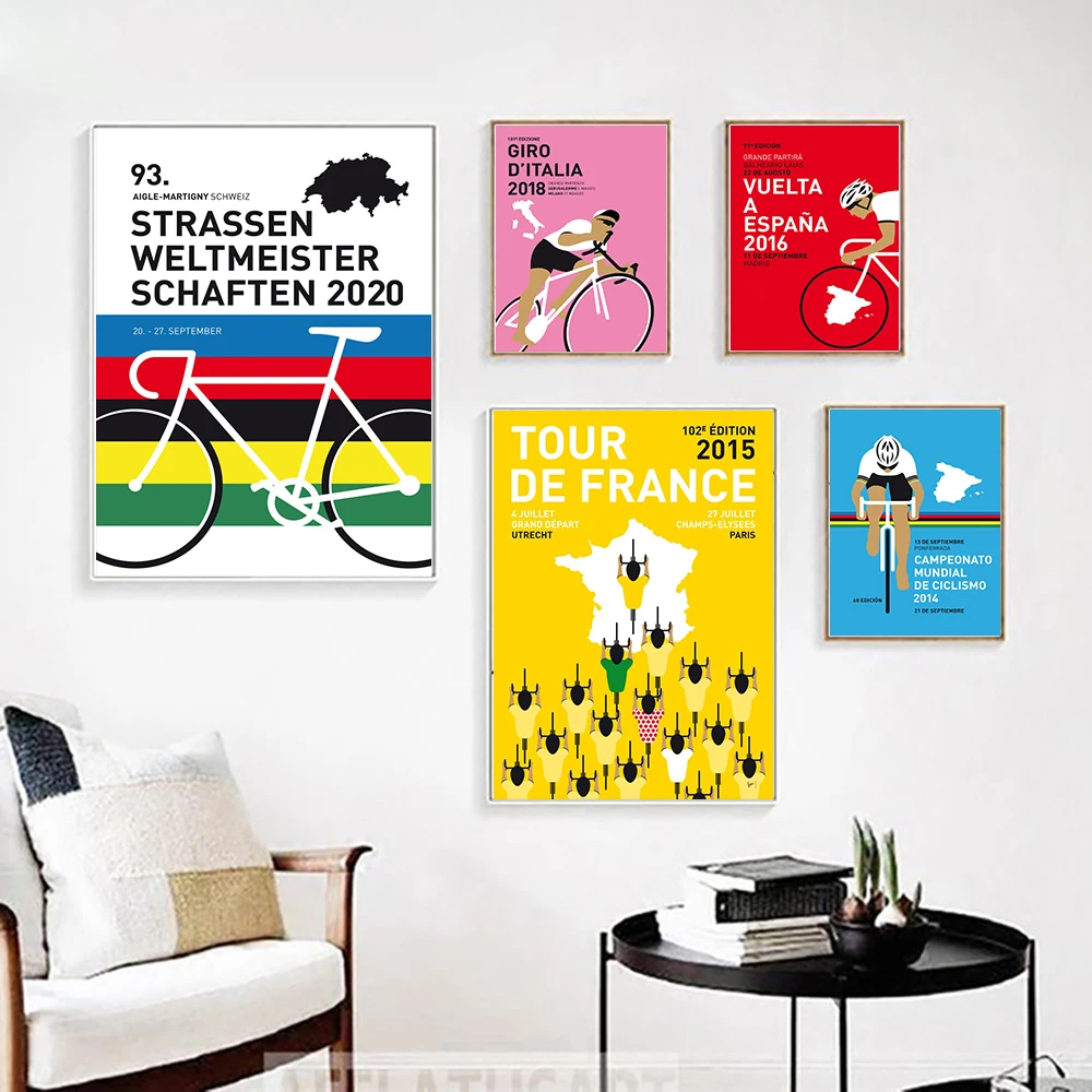 

Sports France Universal Cycling Tour Poster Art Prints Ride Gym Stadium Canvas Painting Road World Champion Wall Pictures Decor