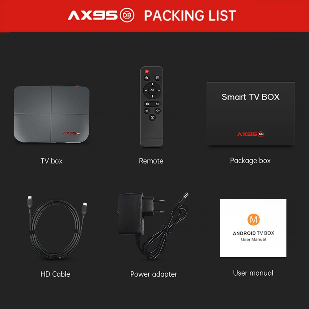 

2020 AX95 DB TV Box Support Dolby Android 9.0 Amlogic S905X3 MV BD ISO Dual Wifi 4K Google Player Youtube Smart TV Set Top BOX