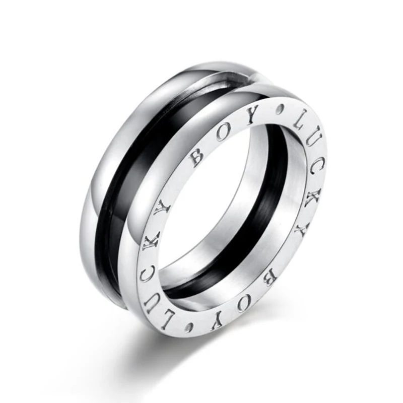 Мужское черное кольцо из эмали в стиле панк нержавеющей стали на удачу для