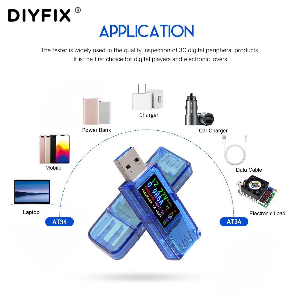 USB-тестер DIYFIX 3 0 HD цветной ЖК-дисплей вольтметр амперметр измеритель напряжения и