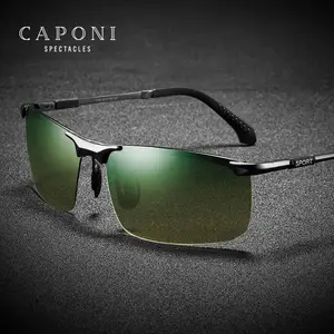 Мужские солнцезащитные очки CAPONI, зеленые, желтые, с градиентными линзами, поляризационные, для вождения, uv400, RY3066