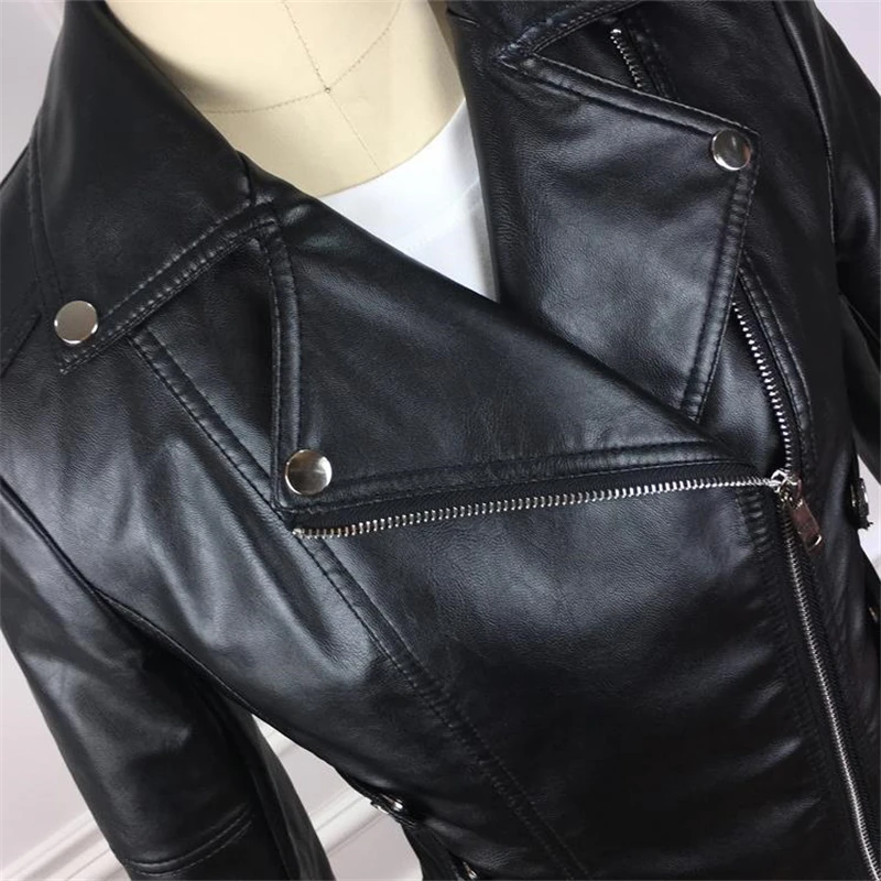 

Female Oversize Pu Jacket Slim Pu Motorcycle Coat Chaqueta De Moto Woman Spring Leather Motorcycle Jackets Autumn Leather Coats