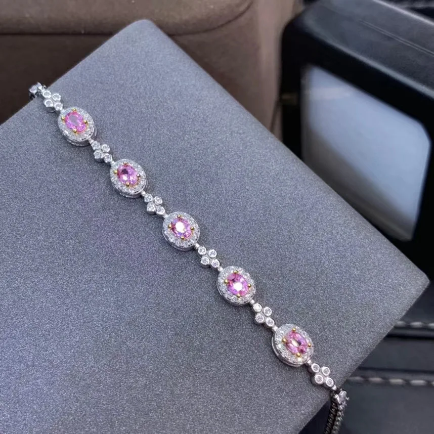 Браслет из серебра 100% пробы настоящий натуральный сапфир с натуральным сапфиром