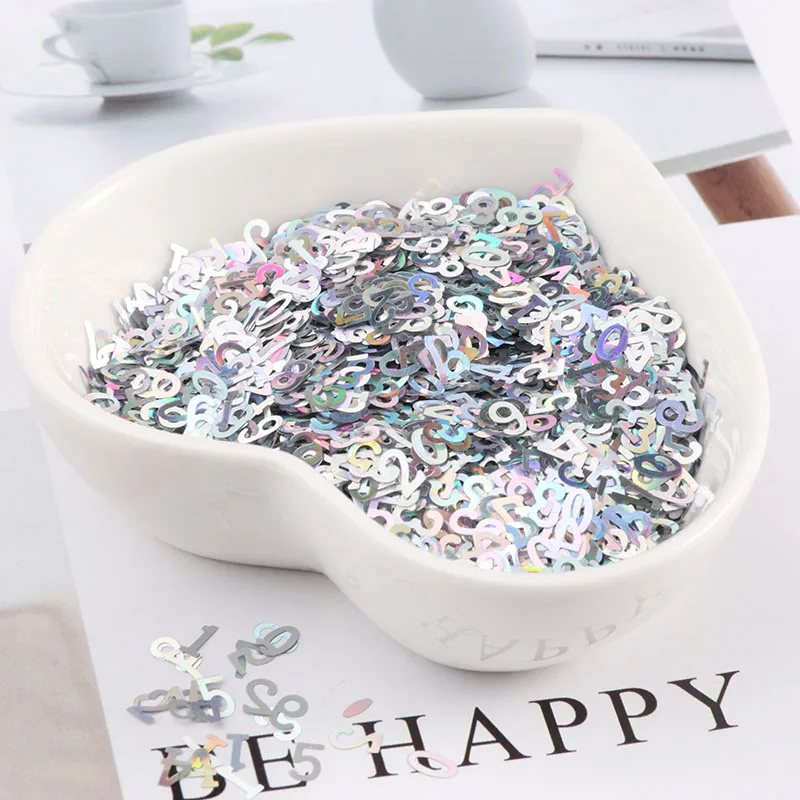 

10g Ultrathin 5mm Number Shape Sequins Nail Glitter Paillettes Laser Silver Eo-Friendly PET Sequin Nails art Manicure Material