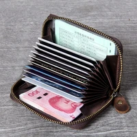 simple retro unisex genuine leather organ card package cowhide leather multi card coin purse male and female drivers license