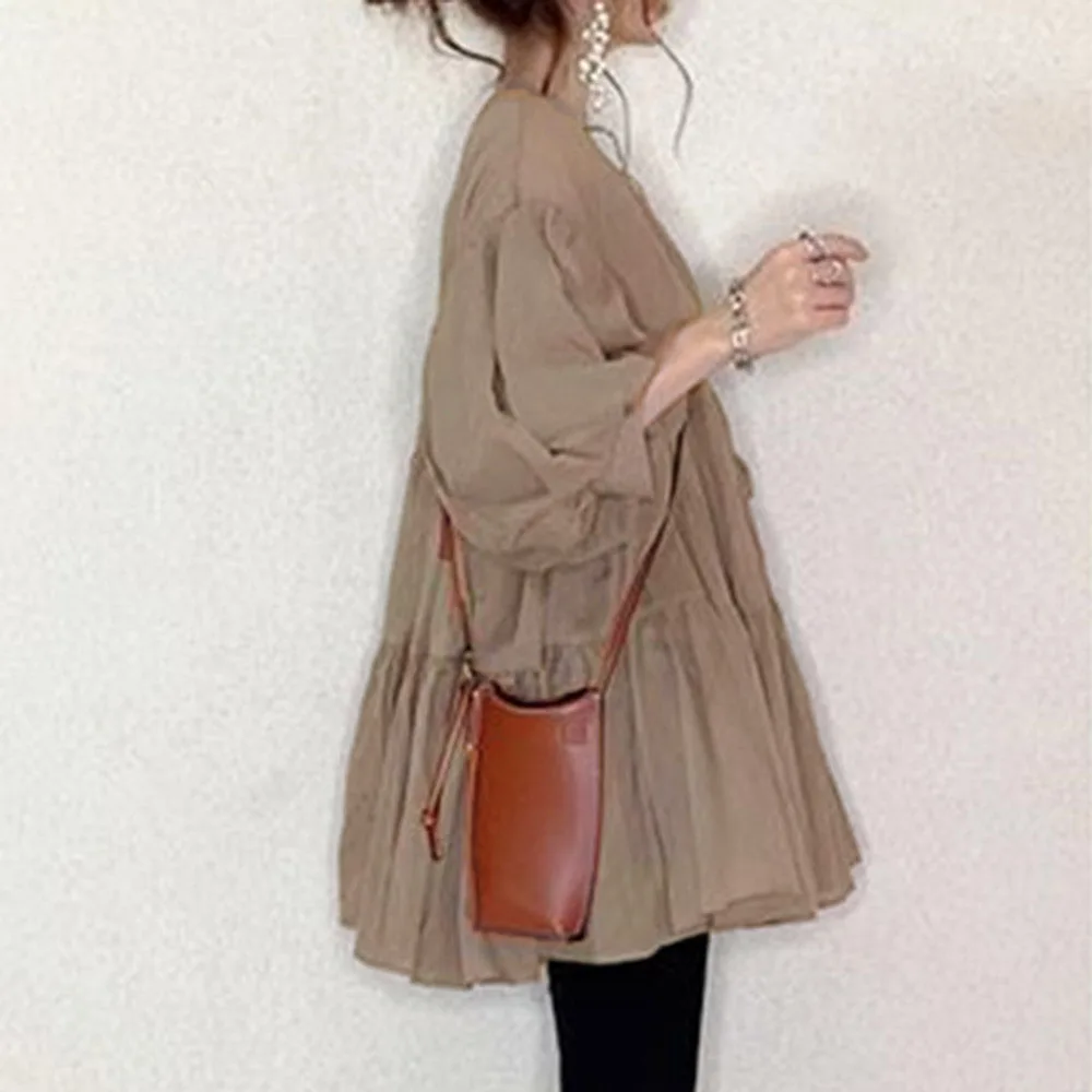 Осенняя женская блузка на пуговицах трапециевидная Женская корейский и японский