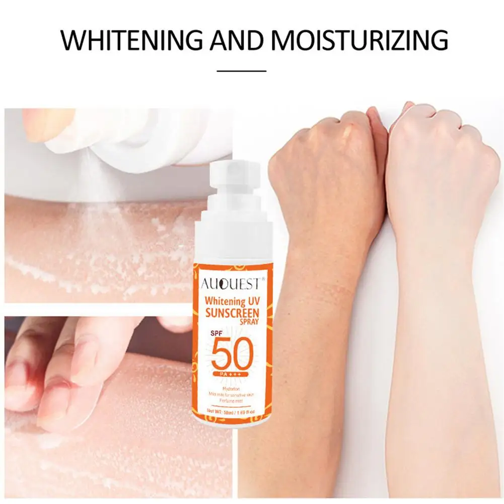 

50ml Outdoor Face Body Sunscreen Spray Sunblock Breathable Effectively Radiation Water Lasting Moisturiz Sunscreen Spray SPF50+