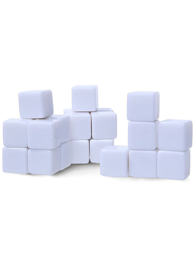 Hot Sale 20pcs Standard Size Blank Dice D6 Six Sided Acrylic RPG Gaming 16mm White For Boardgame Playing Game Accessories | Спорт и